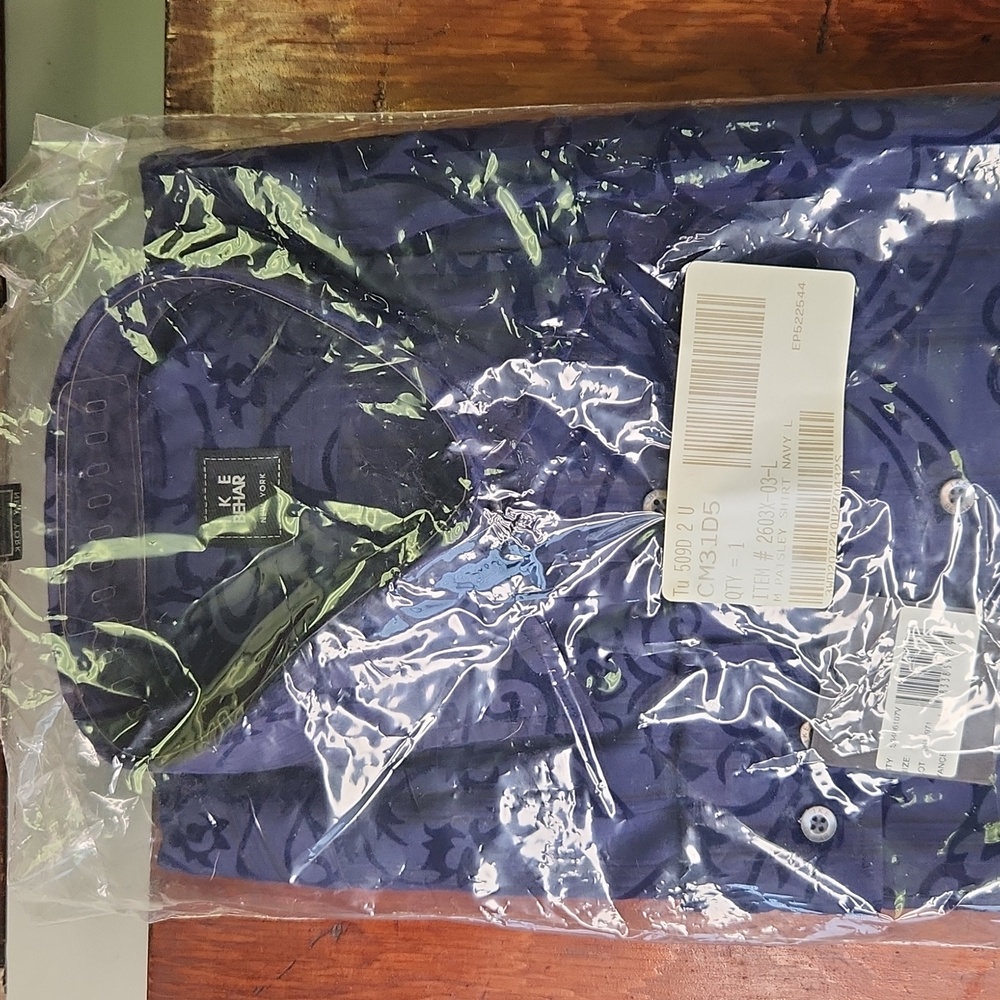 Ike Behar Blue Long Sleeve Dress Shirt NWT